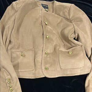 Talbots Tan Blazer with Gold Accents